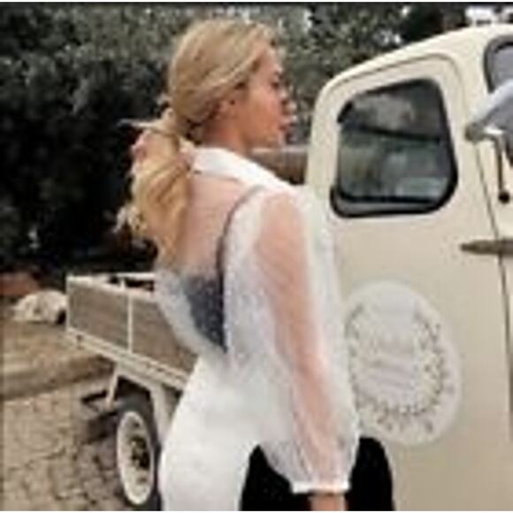 Zara White Organza Puff Sleeve Polka Swiss Dot Semi Sheer Blouse XS - Picture 3 of 14